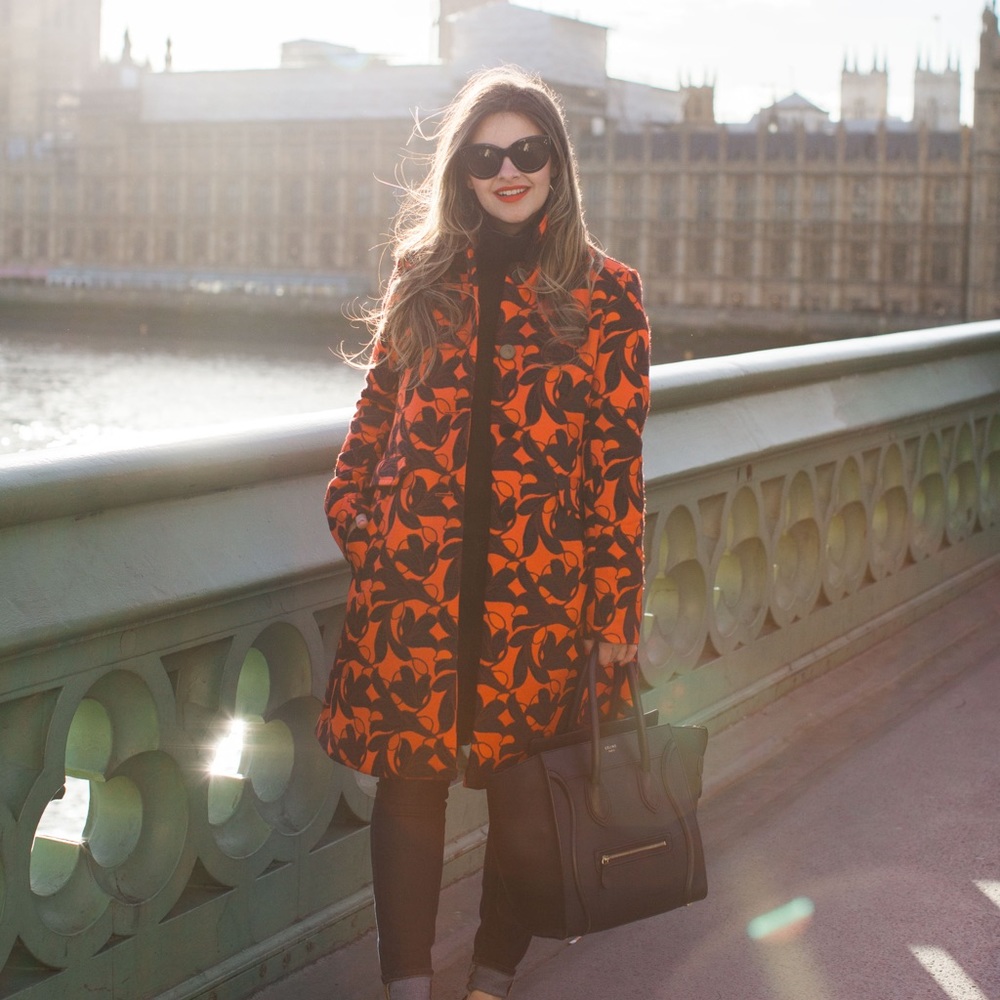 Ann taylor red floral coat